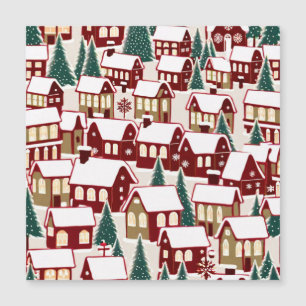 Kerstboom Kerstmis dorp sneeuwend foto RSVP kaart Magnetische Uitnodiging