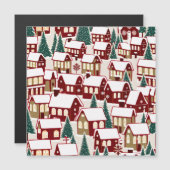 Kerstboom Kerstmis dorp sneeuwende afbeelding antw Magnetische Uitnodiging (Voorkant / Achterkant)