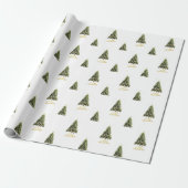 Kerstboom Kerstmis Goud Prettig Kerstfeest Cadeaupapier (Uitgerold)