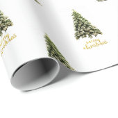 Kerstboom Kerstmis Goud Prettig Kerstfeest Cadeaupapier (Rol Hoek)