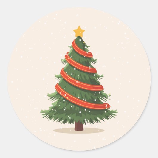 Kerstboom, Kerstmis, Minimalistisch Ronde Sticker (Voorkant)