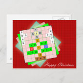 Kerstboom - Kerstmis Sudoku Feestdagenkaart (Voorkant / Achterkant)