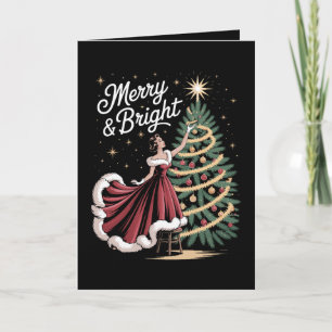 Kerstboom Kerstmis Vintage Dames Kerstmis Merry an Kaart