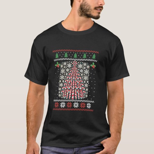 Kerstboom Kerstmuts Heren Sweater X T-shirt (Voorkant)