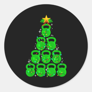 Kerstboom Kettlebell Kerst Fitness Gym Workout Ronde Sticker