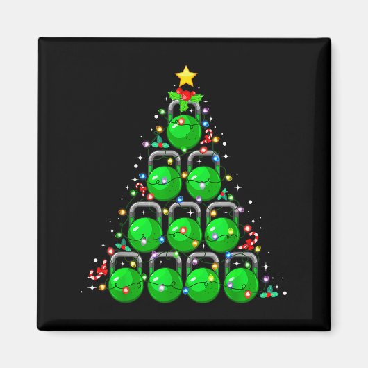 Kerstboom Kettlebell Kerst Fitness Workout Magneet (Voorkant)