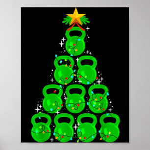 Kerstboom Kettlebell Kerstmis Gym Workout Fitness Poster