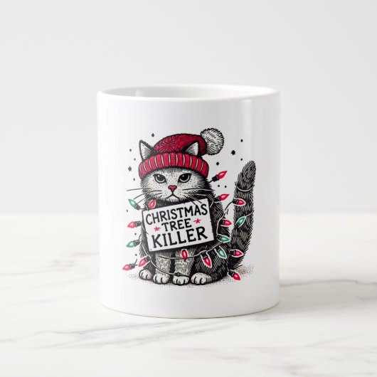 kerstboom killer cat grote koffiekop (Voorkant)