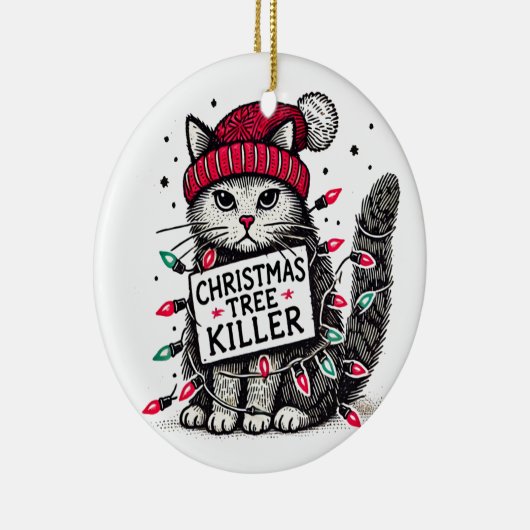 kerstboom killer cat keramisch ornament (Rechts)