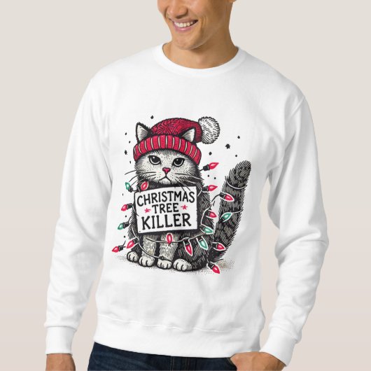 kerstboom killer cat trui (Voorkant)