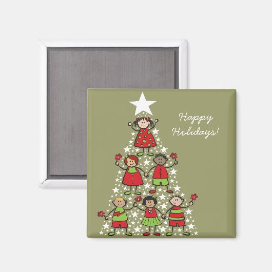 Kerstboom Kinder vakantie geschenk magneet (Voorkant / Achterkant)