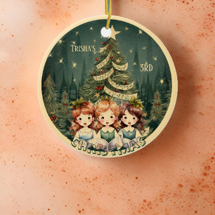 Kerstboom Kinderen die Kerstliedjes zingen Keramisch Ornament