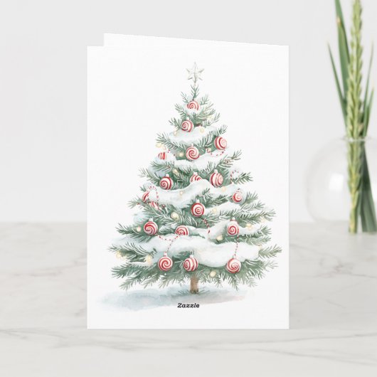 Kerstboom Kitten Pepermunt Kaart (Achterkant)