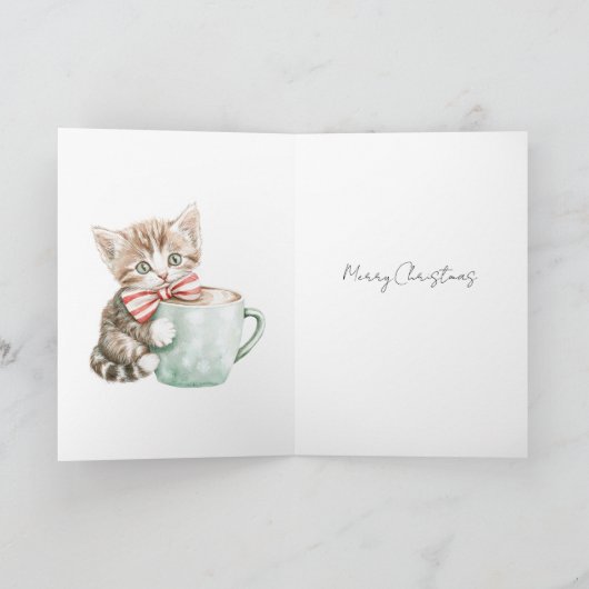 Kerstboom Kitten Pepermunt Kaart (Binnen)