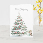 Kerstboom Kitten Pepermunt Kaart (Gele Bloem)