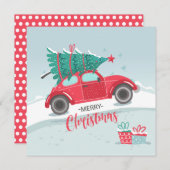 kerstboom Kleine rode Kaart met kerstmis (Voorkant / Achterkant)