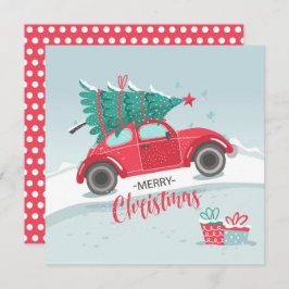 kerstboom Kleine rode Kaart met kerstmis