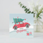 kerstboom Kleine rode Kaart met kerstmis (Staand voorkant)