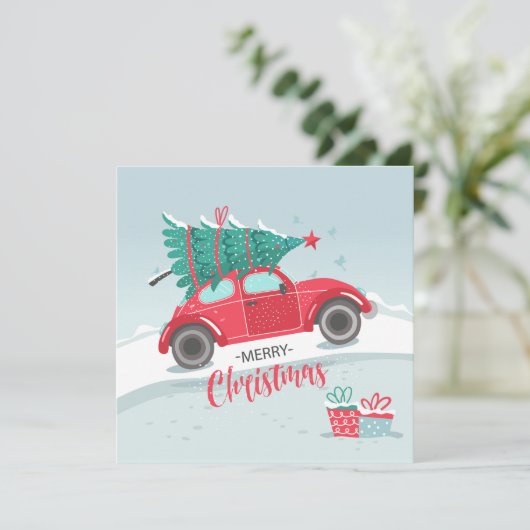 kerstboom Kleine rode Kaart met kerstmis (Staand voorkant)