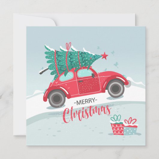 kerstboom Kleine rode Kaart met kerstmis (Voorkant)