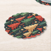 Kerstboom kleurrijk patroon kartonnen onderzetters (Gekanteld)