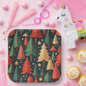 Kerstboom kleurrijk patroon papieren bordje (Feest)