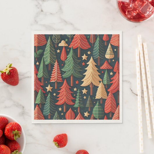 Kerstboom kleurrijk patroon servet (Insitu)