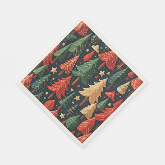 Kerstboom kleurrijk patroon servet (Hoek)