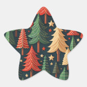 Kerstboom kleurrijk patroon ster sticker (Voorkant)