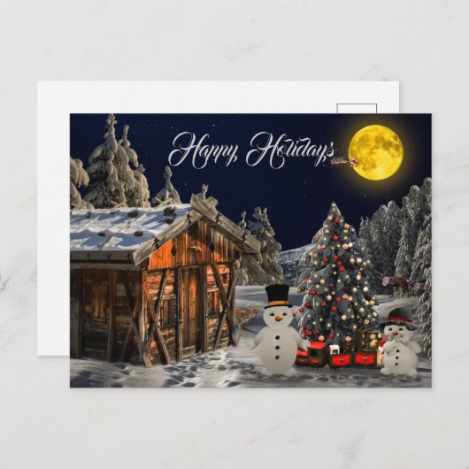 Kerstboom - kleurrijk startwit Snowman Briefkaart (Voorkant / Achterkant)