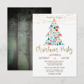 Kerstboom,Kleurrijke Ballen,Houten Kerstfeest Kaart (Voorkant / Achterkant)