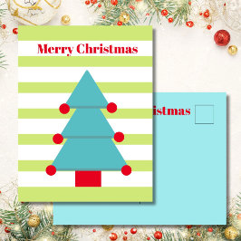 Kerstboom Kleurrijke Streep Groet Briefkaart