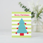 Kerstboom Kleurrijke Streep Groet Briefkaart (Staand voorkant)