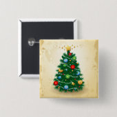 Kerstboom, knop vierkante button 5,1 cm (Voorkant /achterkant)