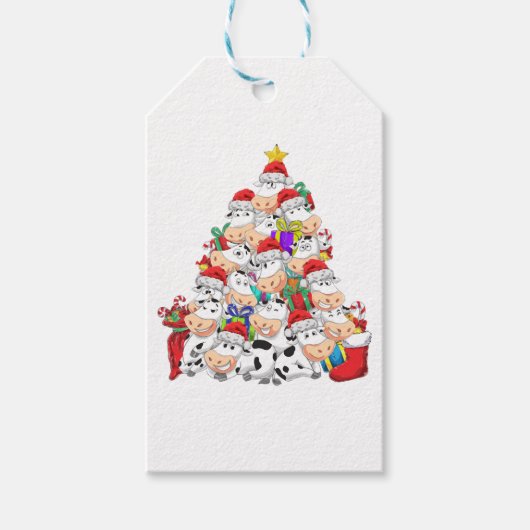 Kerstboom Koe Lover Cadeaulabel (Voorkant)