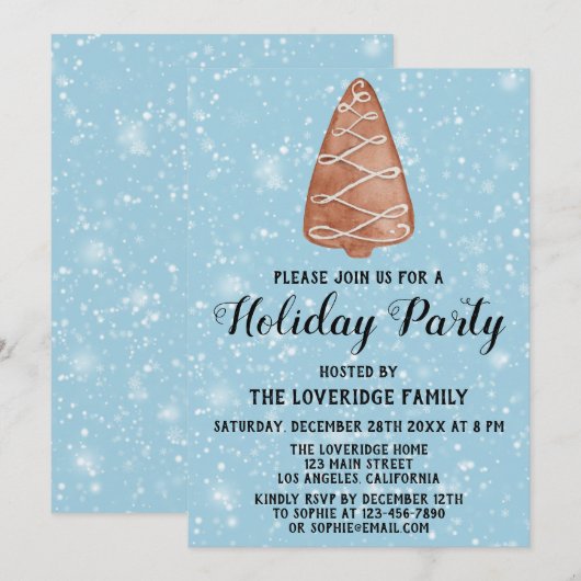 Kerstboom Koekkerfeestdag Blauwe sneeuw Kaart (Voorkant / Achterkant)