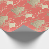 Kerstboom Koraal Snoep Goud Fancy Glitterhout Cadeaupapier (Hoek)