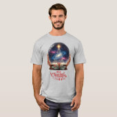 Kerstboom Kosmische Sterrenstelsel Sneeuwbol T-shirt (Voorkant volledig)