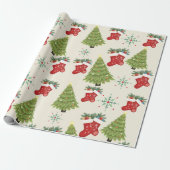 Kerstboom, Kous & Sneeuwvlok Inpakpapier (Uitgerold)