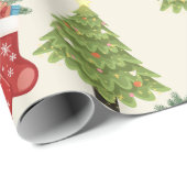 Kerstboom, Kous & Sneeuwvlok Inpakpapier (Rol Hoek)