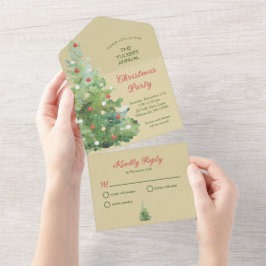 Kerstboom Kraft Papier Bedrijfsfeest All In One Uitnodiging