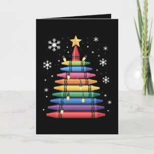 Kerstboom Krijt Kunst Leraar School Kerstmis Kaart