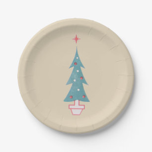 kerstboom kunst uit de jaren 50 papieren bordje