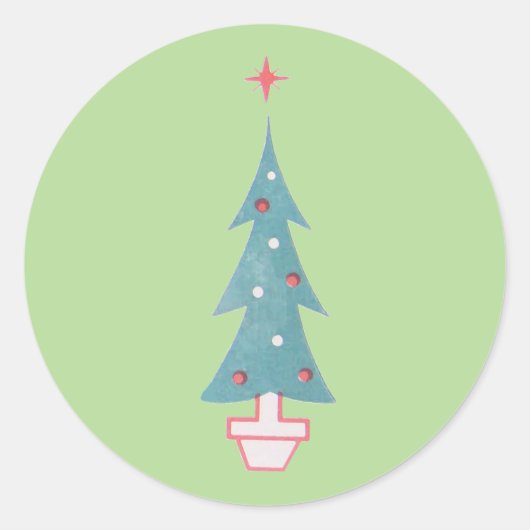 kerstboom  kunst uit de jaren 50 ronde sticker (Voorkant)
