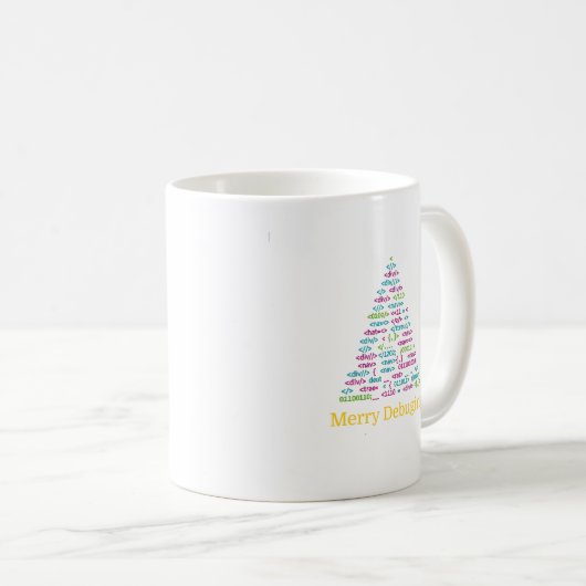 Kerstboom Kunst van Pretttige Debugging Code Koffiemok (Voorkant rechts)