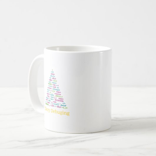 Kerstboom Kunst van Pretttige Debugging Code Koffiemok (Voorkant links)