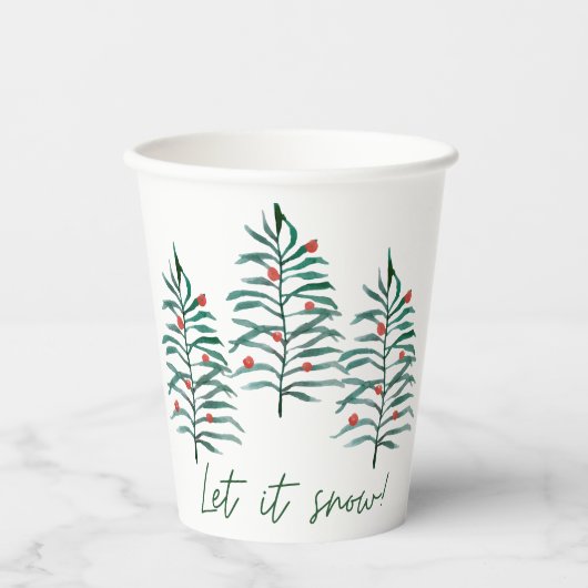 Kerstboom - Laat het sneeuwen Papieren Bekers (Voorkant)