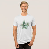 Kerstboom laat het sneeuwen Tri-Blend shirt (Voorkant volledig)