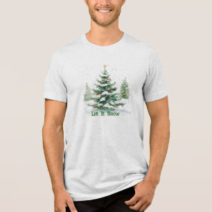 Kerstboom laat het sneeuwen Tri-Blend shirt