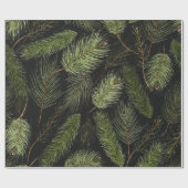 Kerstboom laat zwarte kerst achter cadeaupapier (Vlak)